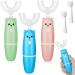 3 Pcs Kids Electric U Shaped Toothbrush Toddler Electric Toothbrush 360 Whole Mouth Toothbrush Ultrasonic Children Toothbrushes Automatic Cartoon Tooth Brush with 3 Types Brush Head for Oral Cleaning