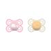 MAM Perfect Schnuller in the 2 Set promotes healthy dental and jaw development baby pacifier made of special MAM Skinsoft silicone with pacifier box 0- 6 months pink / beige pink / wal
