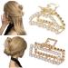 2Pcs Metal Hair Claw Clips With Pearl  Medium Hair Catch Jaw Clamp Small Hair Barrette Nonslip Hair Accessories for Women and Girls