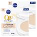NIVEA Nivea Q10 Power Anti-Wrinkle Foundation Cushion 3 in 1 Skin Care Natural Color 02 Dark Even Tinted Face Moisturizer with Built-in Mirror - 2 x 15g Tubs