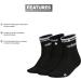 adidas Women's Sport Stripe High Quarter Socks (3-Pack) - Black/White - Size Medium - Buy Online on GoSupps.com