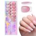 White French Tip Press on Nails - Stick On Fashion Faux Nails with Full | Makeup Supplies for Gathering Wedding Dating Home Traveling 02