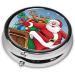 Merry Christmas Printed Mini Round Pill Box - 3 Compartment Travel Organizer | Portable Medicine Case for Home & Office - Buy Online on GoSupps.com