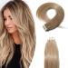 SEGO Extensions Tape In Hair Extension Kleber Remy Real Hair 20 Tress Hair Part Remy Hair With 10pcs Free Tapes -40g 12 "(30cm) -40g honeyblond#27