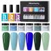 Dipping Powder Nagel Set Roseflower nail powder starter set with 6 nude colors green blue diving powder base top coat-DIY Salon Manikure/French nail powder set lasts 3 weeks #