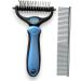 Pet Cat brush & Dog brush Double sided De-Matting De-shedding Rake for medium to long hair - Professional Grooming Tool for Tangle-Free Fur comes with a Bonus FREE stainless steel Comb (Blue) - Buy Online on GoSupps.com