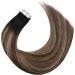 Moresoo 24 Inch Black Balayage Tape in Human Hair Extensions | Natural Ombre to Dark Brown with Dark Blonde | Invisible Tape | 20 Pieces/50g - Buy Online on GoSupps.com