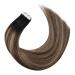 Moresoo Tape In Extensions - 35cm Balayage Remy Real Hair (#1B/4/14) - 20 Pieces 50g - Natural Black to Dark Brown Ombre - Buy Online on GoSupps.com