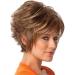 Jier Women's Short Curly Real Hair Wig with Bangs - Natural Light Brown & Blonde Mix - Buy Online on GoSupps.com
