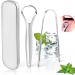 Stainless Steel Metal Tongue Scraper - Moutology Tongue Scraper for Adults Professional Tongue Brush for Oral Care Improve Bad Breath and Fresh Breath with Metal Storage Box -2 Pack
