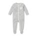 MORI Baby Boys and Girls Clever Sleepsuit - Unisex 2 Way Zipped Organic Pyjama - Comfortable Toddler Footed Nightwear 0 Month Grey Stripe - Two Way Zip