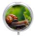 Round Pill Box Wildlife Animal Snail Print 3 Compartment Medicine Pill Case Print Pill Organizer Decorative Metal Portable Pill Box Pocket Pill Box