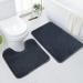 Rururug Bathroom Carpet Set - Soft Microfiber Non-Slip Mat & Toilet Front (2 Parts Gray Washable 50x80+50x40 cm) - Perfect for Your Bathroom - Buy Online on GoSupps.com