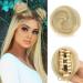 Sofeiyan 2PCS Mini Claw Clip in Hair Bun Extension Synthetic Wig Accessory Updo Space Bun Hair Messy Cat Ears Hair Bun Pieces for Women Light Ash Brown & Bleach Blonde