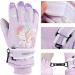 NANU Kids Ski Gloves - Waterproof Thermal Fleece Mittens for Boys Girls 6-10 Years - Pink Purple Blue Cartoon Design - Ideal for Ice Skating & Snow Activities - Buy Online on GoSupps.com