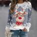 Shop Genetic Women's Christmas Sweater | 3D Snowman Print | Casual Long-Sleeved Round Neck Autumn/Winter Top - Gray - Buy Online on GoSupps.com