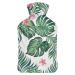 Tropical Leaf Hot Water Bottle With Cover Plush Bed Bottle Hand Warmer For Adults And Children 26.5X15.3cm