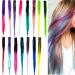 Szxmdkh 15 pieces colored clip in hair extension 53.3cm colorful party rainbow highlights straight hair parts long heat -resistant synthetic hair accessories for women girls children