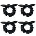 4 Pack PU Leather Bow Hair Scrunchies Bobbles Ponytail Holder Rabbit Ear Hair Ties Hair Bands for Girls Cheer Dance Recital Birthday Shirt Themed Party Festivals (Black)