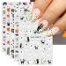 JMEOWIO 9 Sheets Halloween Nail Art Stickers Decals Self-Adhesive Cute Cat Ghost Nail Supplies Nail Art Design Decoration Accessories