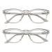 Square Blue Light Blocking Glasses for Women and Men with Spring Hinge Grey 2 Pack