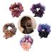 5 Pack Rose Flower Rhinestone Glitter Sparkly Hair Bows Elastics Bands Bobble Hair Ties Ring Stretchy Rubber Hairbands Fluffy Floral Headbands Scrunchies Ponytail Holder Accessories for Women Girl