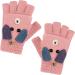 Kids Puppy Flip Top Gloves - Toddler Knitted Half Finger Gloves for 3-8 Yrs in Puppy/Pink - Buy Online on GoSupps.com