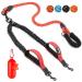 Slowton double linen for 2 dogs 360 rotatable reflective dog leash with two padded handles comfortable shock-damping walking training dog leash for large dogs (11-68 kg) 2 handles-l (11-68kg) red