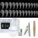 Aokitec Fake Nail Tips Nail Gel Kit Gel x Nail Kit 4 in 1 Nail Glue Gel  Mini UV LED Nail Lamp  504Pcs Almond Nail with Nail clipper&file  Nail Art DIY Kit Medium Almond Clear