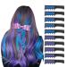 MSDADA Blue and Purple Hair Chalk for Girls-New Hair Chalk Comb Temporary Bright Washable Hair Color Dye for Kids-Stocking Stuffers for Kids 8-12-Girls Toys Gifts for Birthday,Easter,Christmas Blue & Purple