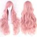 ColorfulPanda Charming Long Pink Curly Full Hair Wig Anime Cosplay Halloween Costume Party Synthetic Wigs for Women Rouge Pink