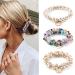 Brinie Crystal Hair Ties White Elastic Hair Scrunchies Pearl Hair Ropes Bead Ponytail Holders Hair Accessories for Women and Girls (Pack of 3)