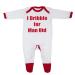 'I Dribble For Man Utd' Baby Boy Girl Sleepsuit Designed in the UK Using 100% Fine Combed Cotton 3-6 Months White/Red Trim