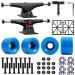 Jizmo Skateboard Trucks and Wheels Set, High Rebound Cruiser Skateboard Wheels 60mm, Skateboard Bearings ABEC-11, Skateboard Tool, Skateboard Pads, Skateboard Hardware Combo Starter Set Black