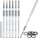 Mifoci 6 Pieces 3D Acrylic Nail Brush for Nails Art 3D Nail Art Brush Kolinsky Acrylic Brush Painting Brush Pen Set Silver Metal Nail Lining Brush for Nail Art Nail Salon Size 2/4/5