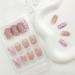 Short Square Press on Nails - White French Tip & Heart Designs | Pink & Nude Acrylic Glossy False Nails with Glitter & Rhinestones - 24 Pcs for Women - Buy Online on GoSupps.com