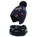 XIAOHAWANG Knitted Baby Hat Winter Warm Boys Girls Beanie Fleece Lining Toddler Kids Hat with Pompom 2-4 Years Navy Dinosaur Hat+Scarf