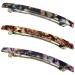 HYFEEL Long French Hair Barrettes 4 Inch Large Hair Clips for Women Thick Hair Automatic Clasp Clamp Pins Resin Nonslip Grip Ponytail Holders, Stylish Hair Accessories 3 Pack (Brown Black Purple)