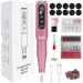 Nail Drill 35 000RPM Rechargeable Cordless Nail Drill 13 in 1 Professional Electric Nail Drill Touch Control Portable Nail Drill for Acrylic Gel Dip Powder Pedicure Shape (Pink)