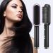 Hair Straightener and Curler Brush - 2 in 1 Heated Styling Tool with Negative Ion 5 Temperature Settings 30s Fast Heating Anti-Scald Portable (Black)