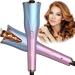 Yuehuam Auto Hair Curler Automatic Curling Iron Wand with 4 Temperatures & 3 Timers Dual Voltage Auto Shut-Off Spin Iron for Hair Styling Blue/Purple Gradient