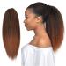 Allyreetress Yaki Drawstring Ponytail Extension for Black Women Kinky Staight Up Down Ponytails Synthetic Hair Extensions 20 Inches Clip in (Black to Brown) 20 inches T30