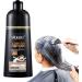 Povanjer Black hair color shampoo 500 ml plantbased black hair color shampoo for men and women fastacting hair color in minutes longlasting nonfading dark brown color - Buy Online on GoSupps.com