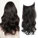 Dark Brown Hair Extensions 12 Inch Hair Extension Invisible Wire Hair Extensions Synthetic Hair Pieces for Women Natural Wavy Hair Extension 12 inch Dark Brown