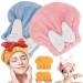 New Super Absorbent Hair Towel Wrap for Wet Hair Microfiber Hair Towel Wrap Hair Drying Towel for Long Hair Anti Frizz Shower Cap with Bow-Knot for Women Girls Fast Dry(02+03#)