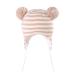 LANGZHEN Toddler Kids Infant Winter Hat Earflap Knit Warm Cap Fleece Lined Beanie for Baby Boys Girls 0-6 Months Beige-Stripe