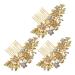 shanpu 3X Wedding Bridal Hair Combs Vintage Imitation Crystal Hairpins Prom Jewelry Gold Silver Flower Pattern Women Gold