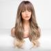 EMMOR Ombre Ash Blonde Wavy Wig with Bangs | Heat Resistant Synthetic | Natural Look for Daily Wear - Buy Online on GoSupps.com