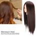 Premium Hairdresser Training Head - High-Temperature Fiber for Cutting Weaving Dyeing | Dark Brown Makeup Practice Doll - Buy Online on GoSupps.com