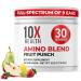 10X Health Amino Acids - 30 Servings of EAA & BCAA Powder Pre Workout BCAA with Essential Amino Acids Supplement - BCAAs & EAAs for Longevity Muscle Support Strength Energy - Fruit Punch